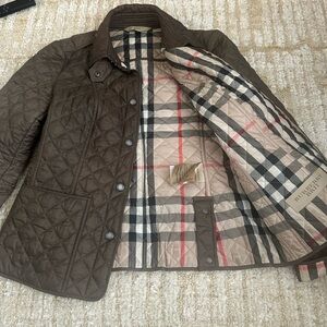 Burberry Dark Brown Quilted Jacket with Check Lining